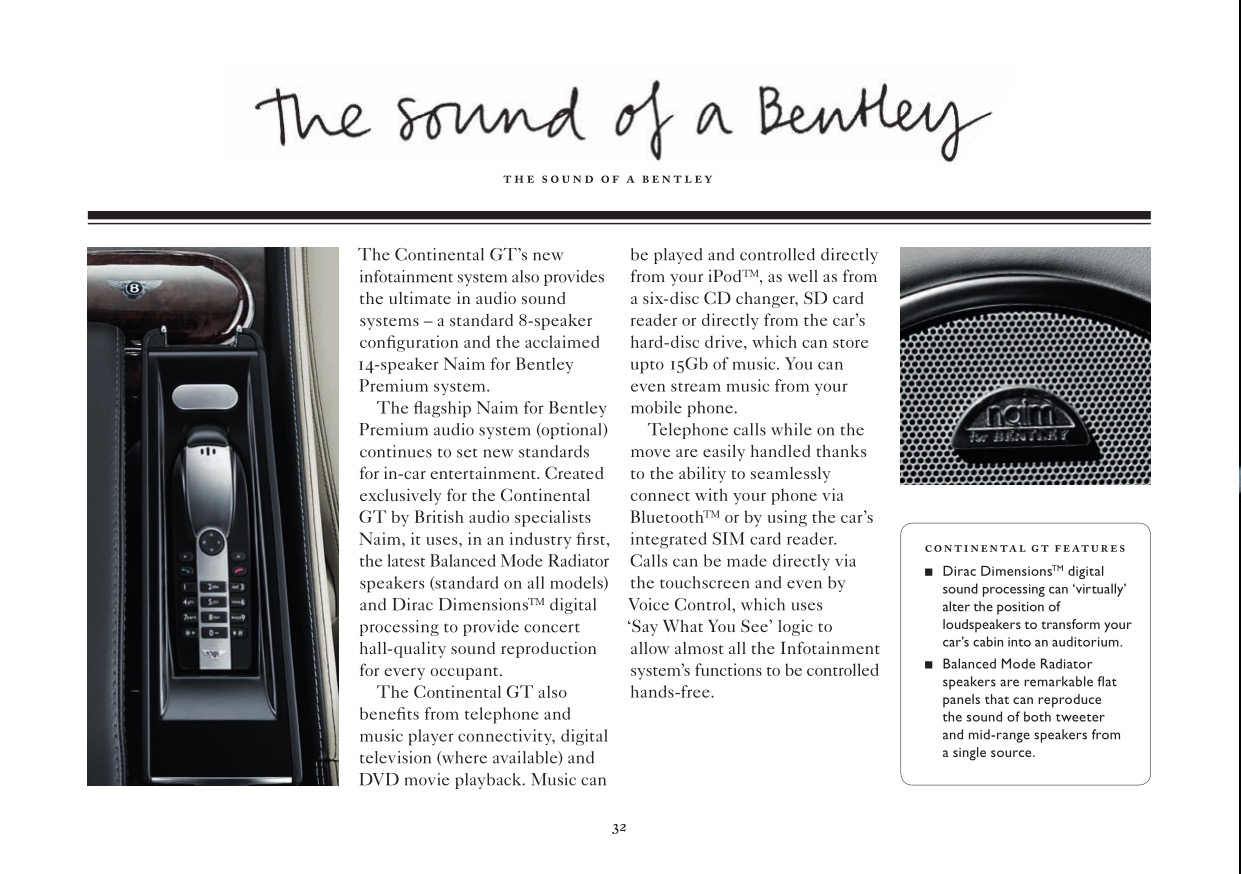 2012 Bentley Continental GT Brochure Page 36